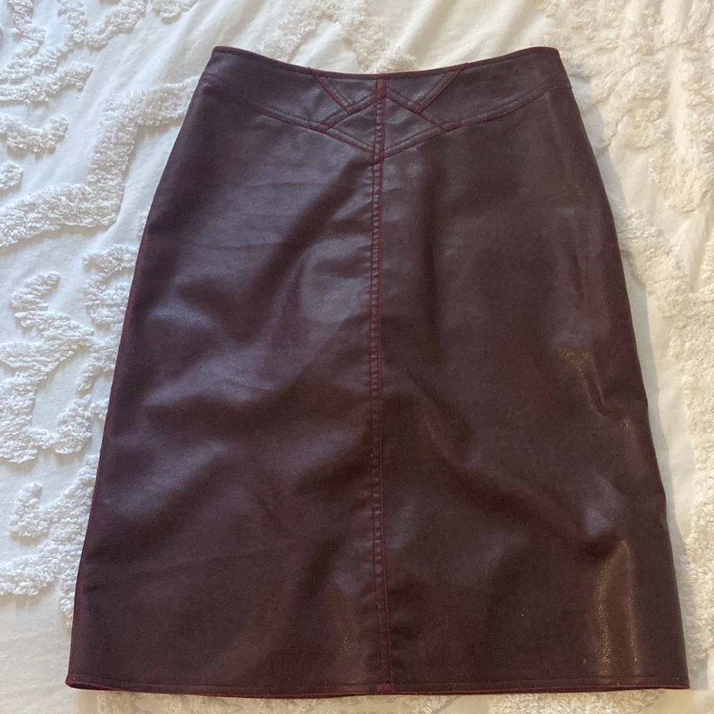 Dark red leather skirt